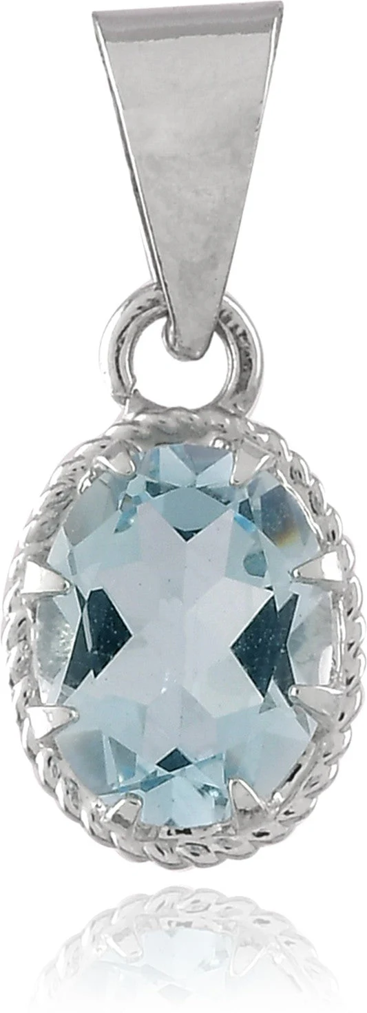 Radiant Natural Blue Topaz Gemstone Pendant & Chain - Image 4