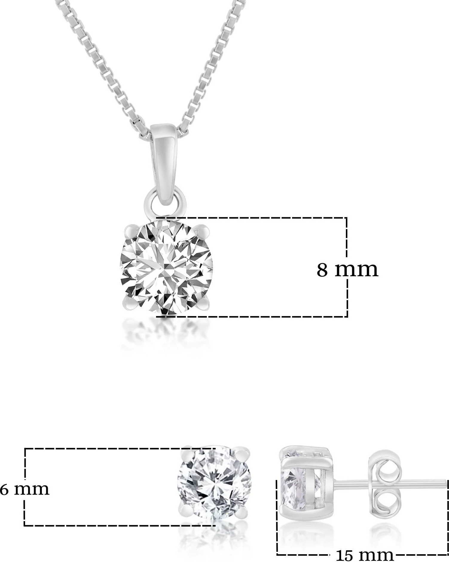 Radiant Zirconia Crystal Round Pendant & Earrings Set - Image 6