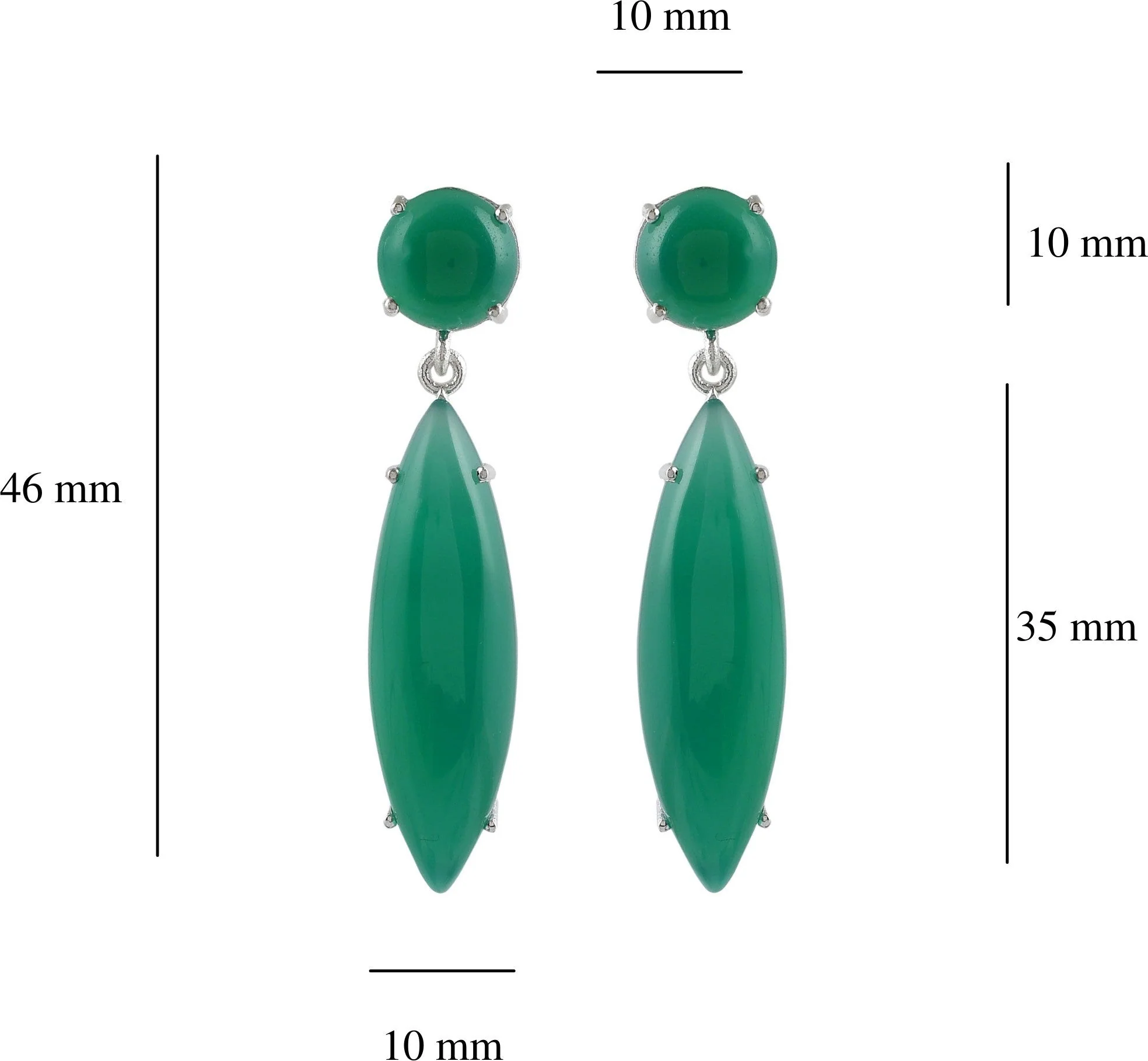 Natural Green Onyx Gemstone Dangler Drop Earrings for Women - Image 4