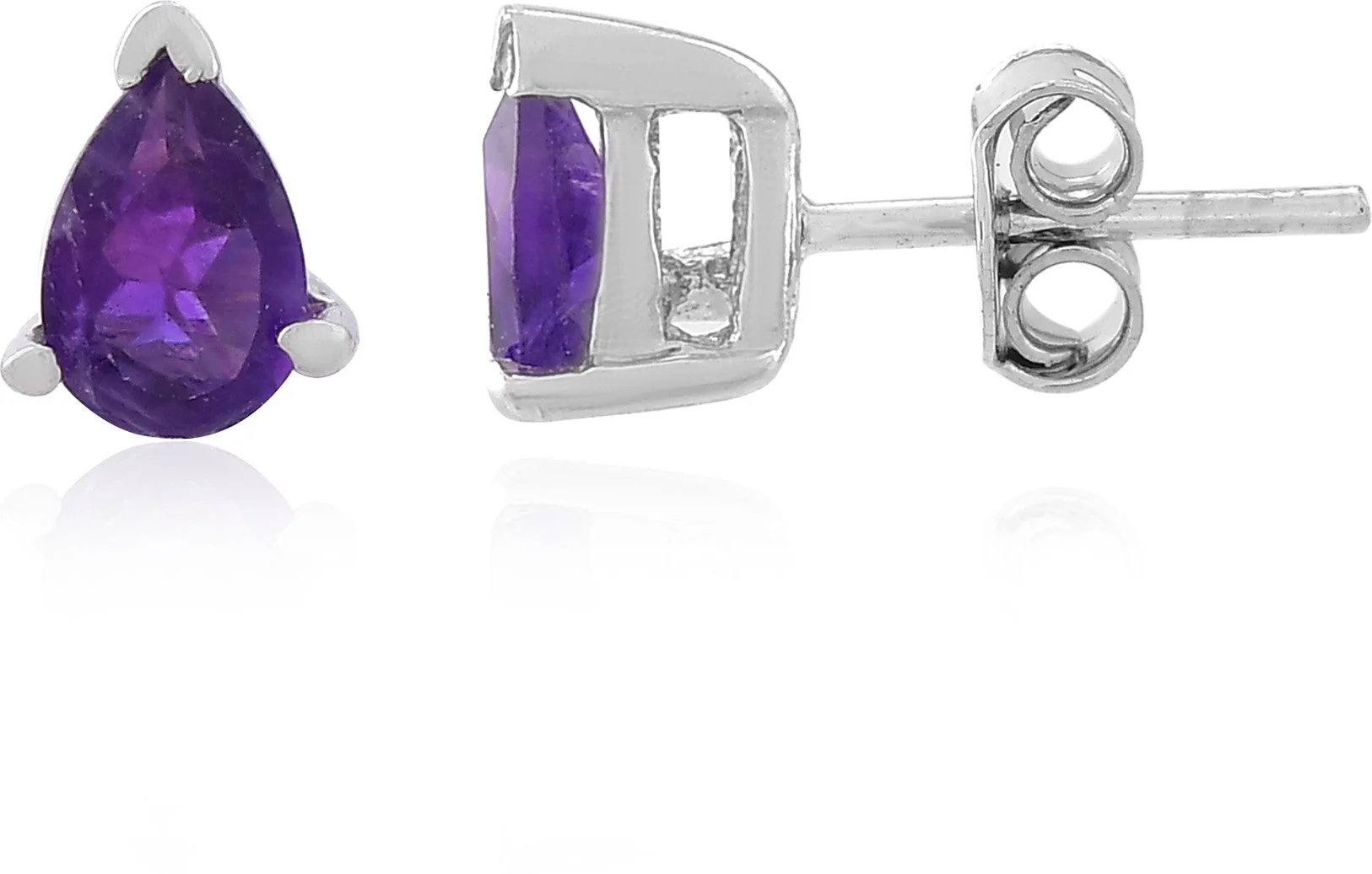 Elegant Pear Cut Natural Amethyst Gemstone Stud Earrings - Image 5