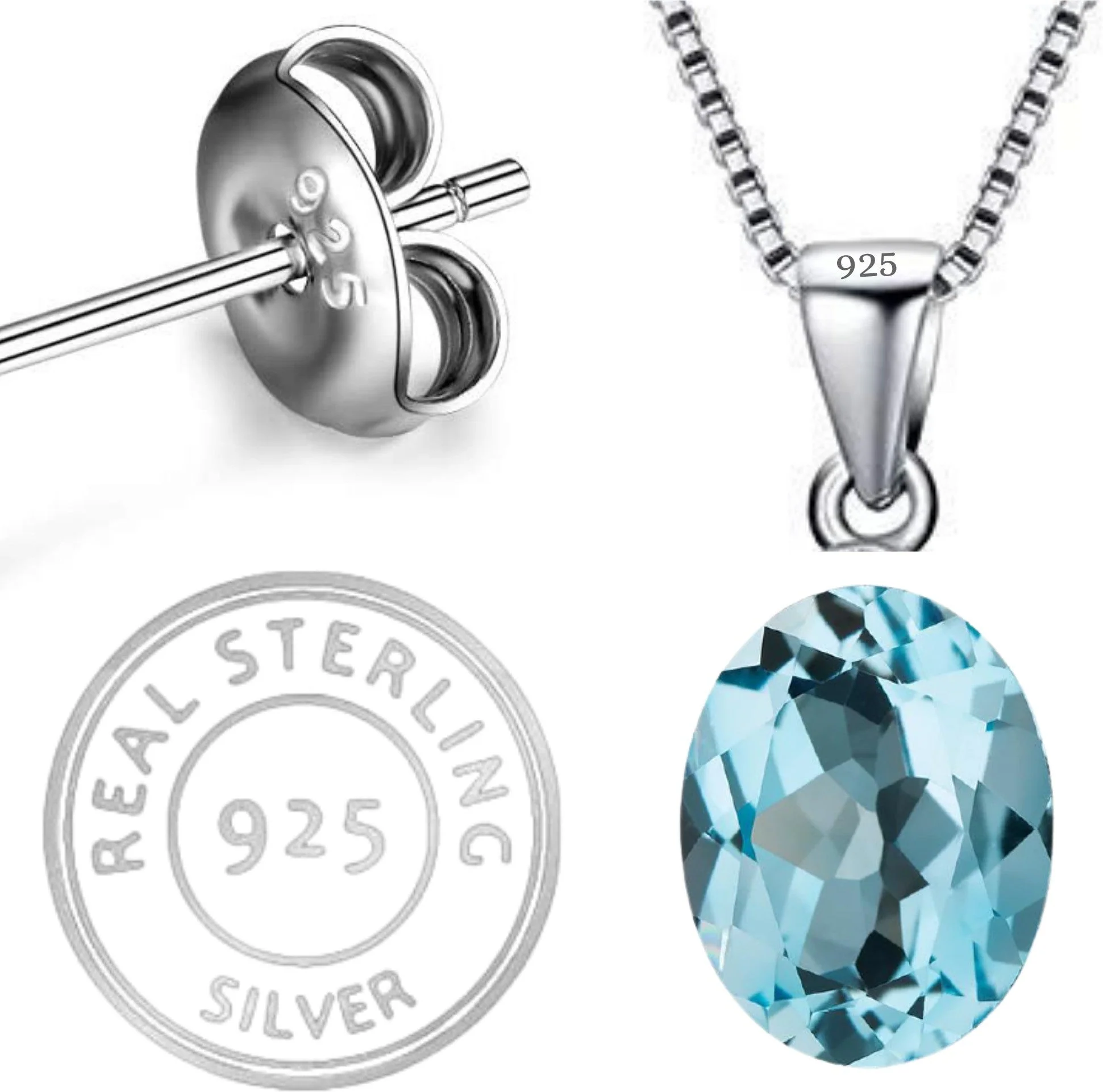 Elegant Natural Blue Topaz Gemstone Pendant - Image 5