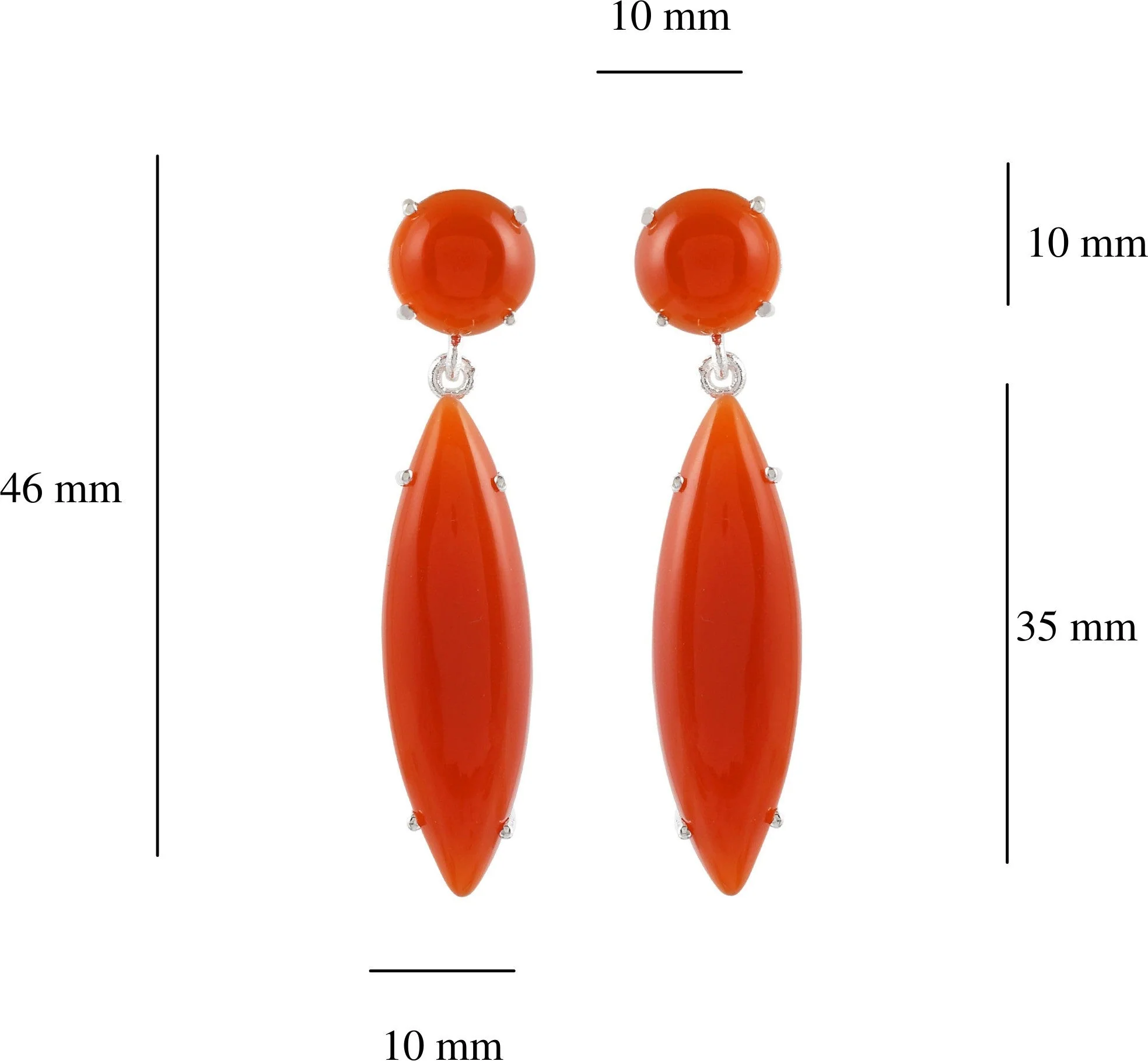 Elegant Natural Red Onyx Gemstone Dangler Drop Earrings - Image 5