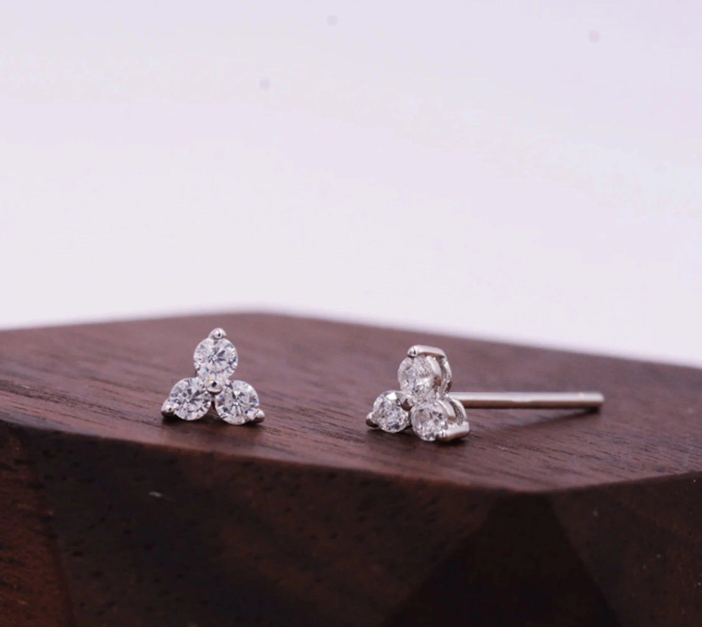 Elegant Zirconia Crystal 3-Dot Stud Earrings - Image 5