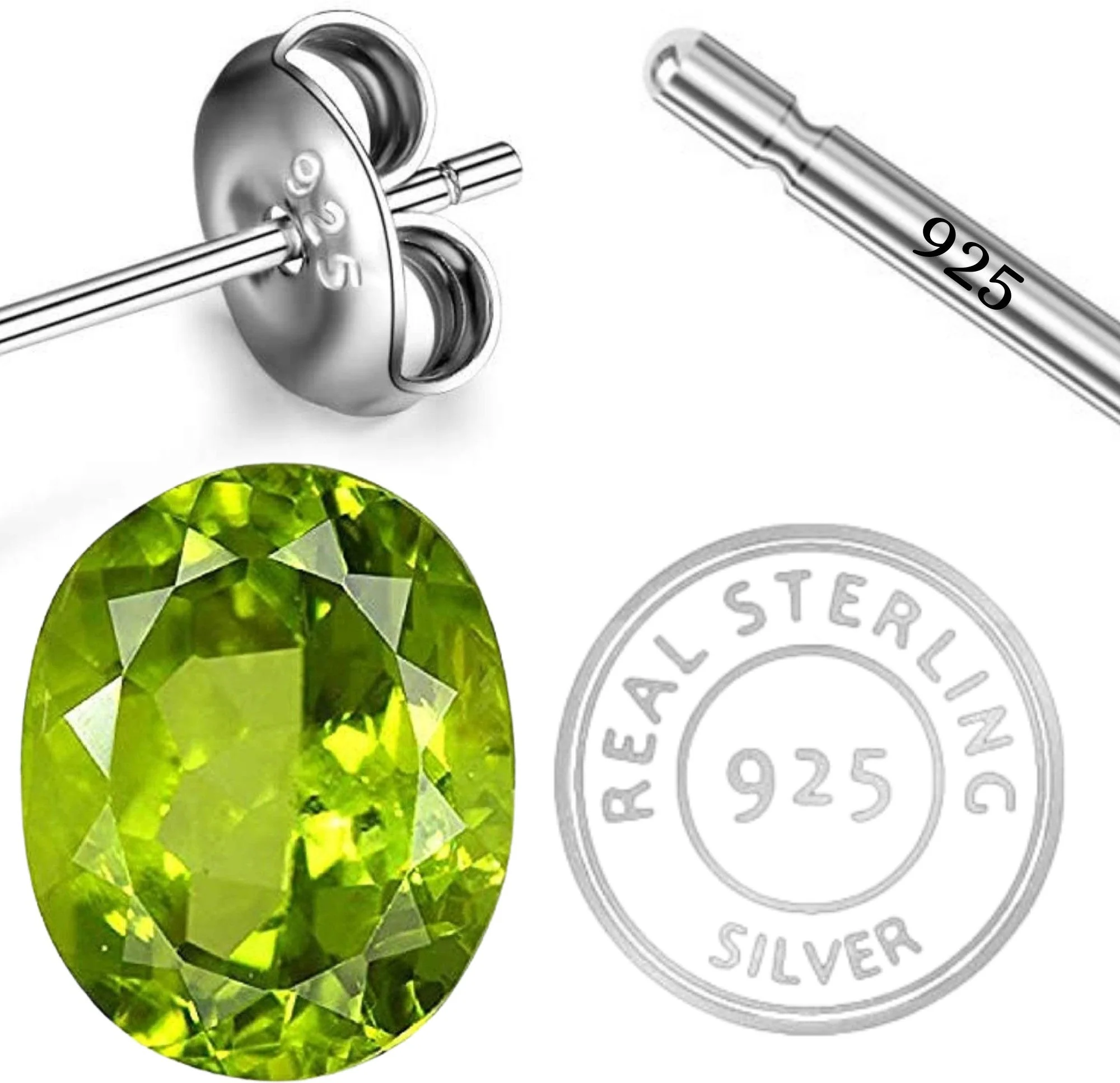Radiant Natural Peridot Gemstone Stud Earrings - Image 5