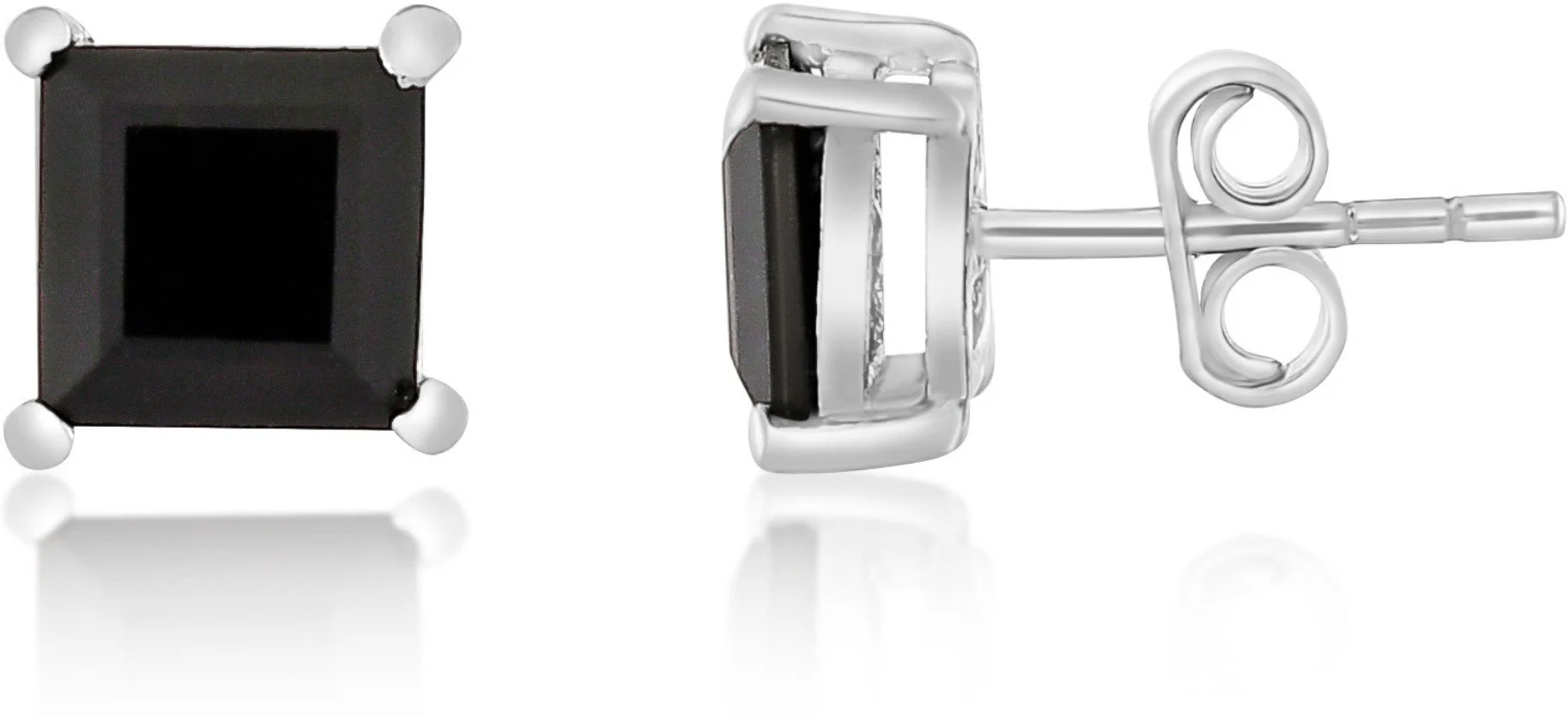 Timeless Natural Black Onyx Gemstone Square Stud Earrings - Image 5