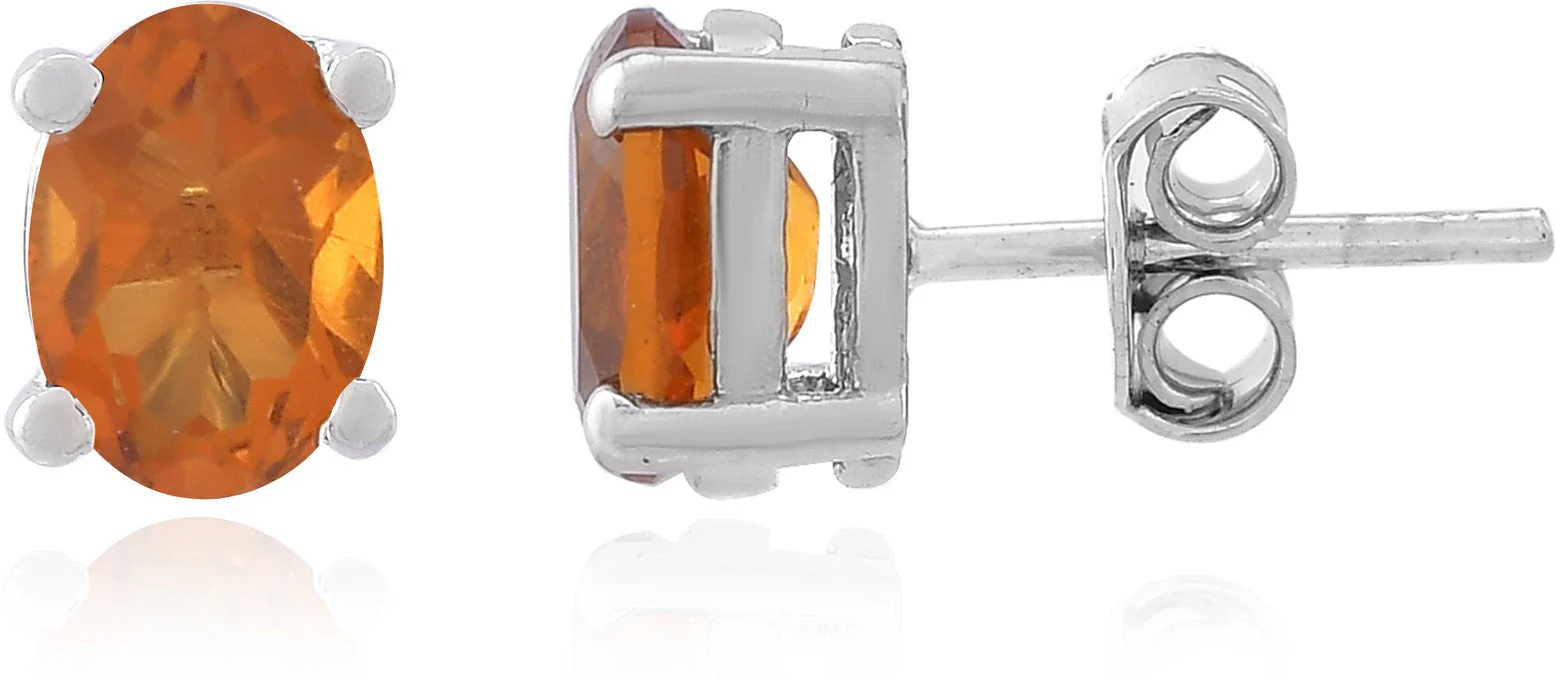 Radiant Natural Golden Topaz Gemstone Oval Stud Earrings - Image 4