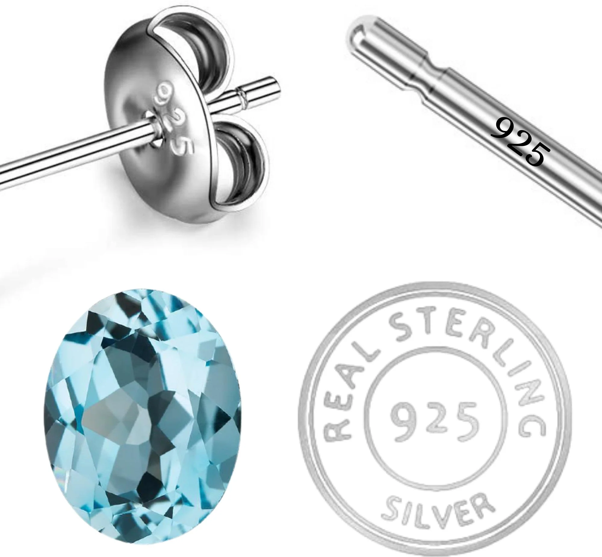 Charming Natural Blue Topaz Gemstone Tortoise-Shaped Stud Earrings - Image 5