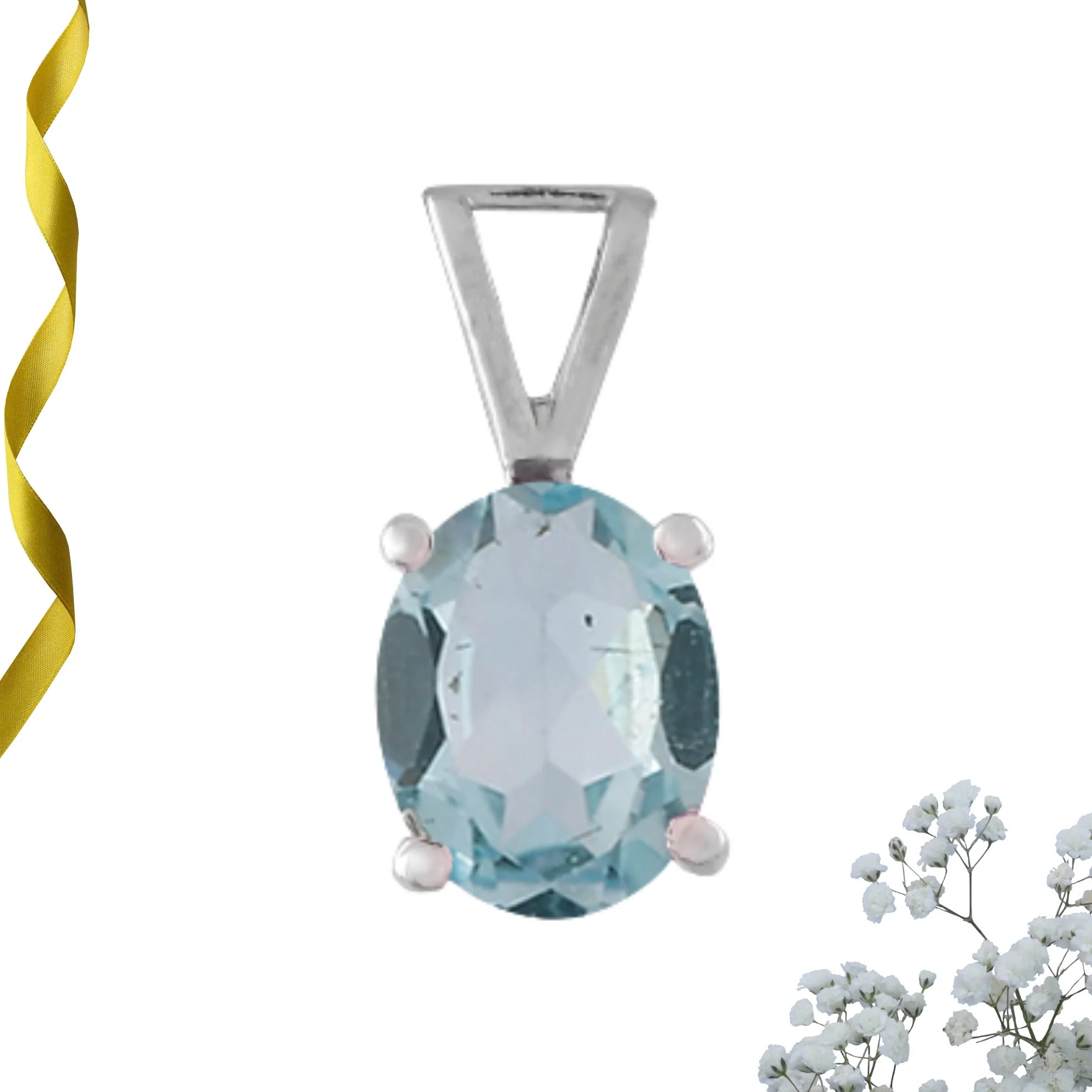 Elegant Natural Blue Topaz Gemstone Pendant - Image 6