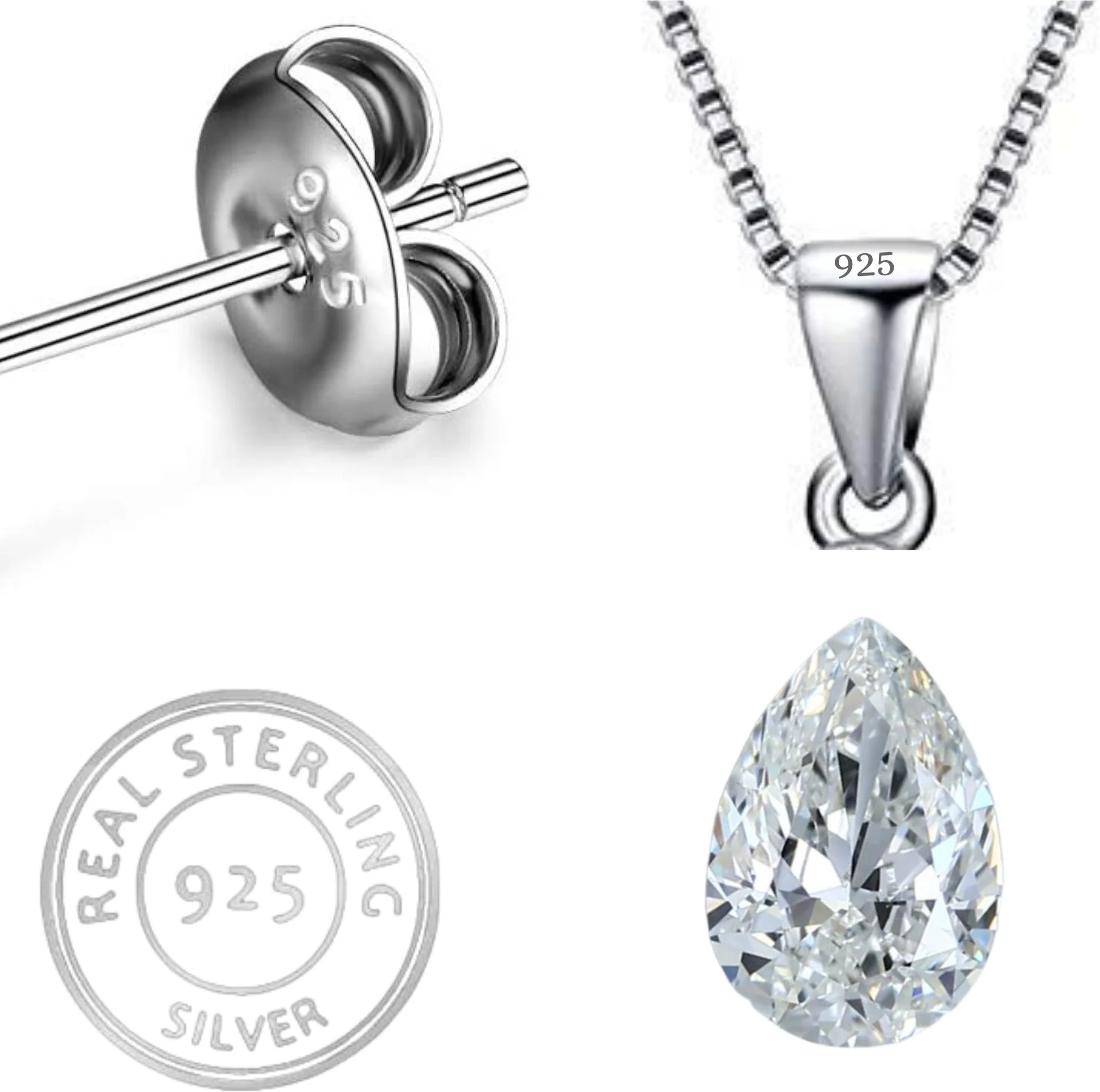 Radiant Zirconia Crystal Tear Pendant - Image 6