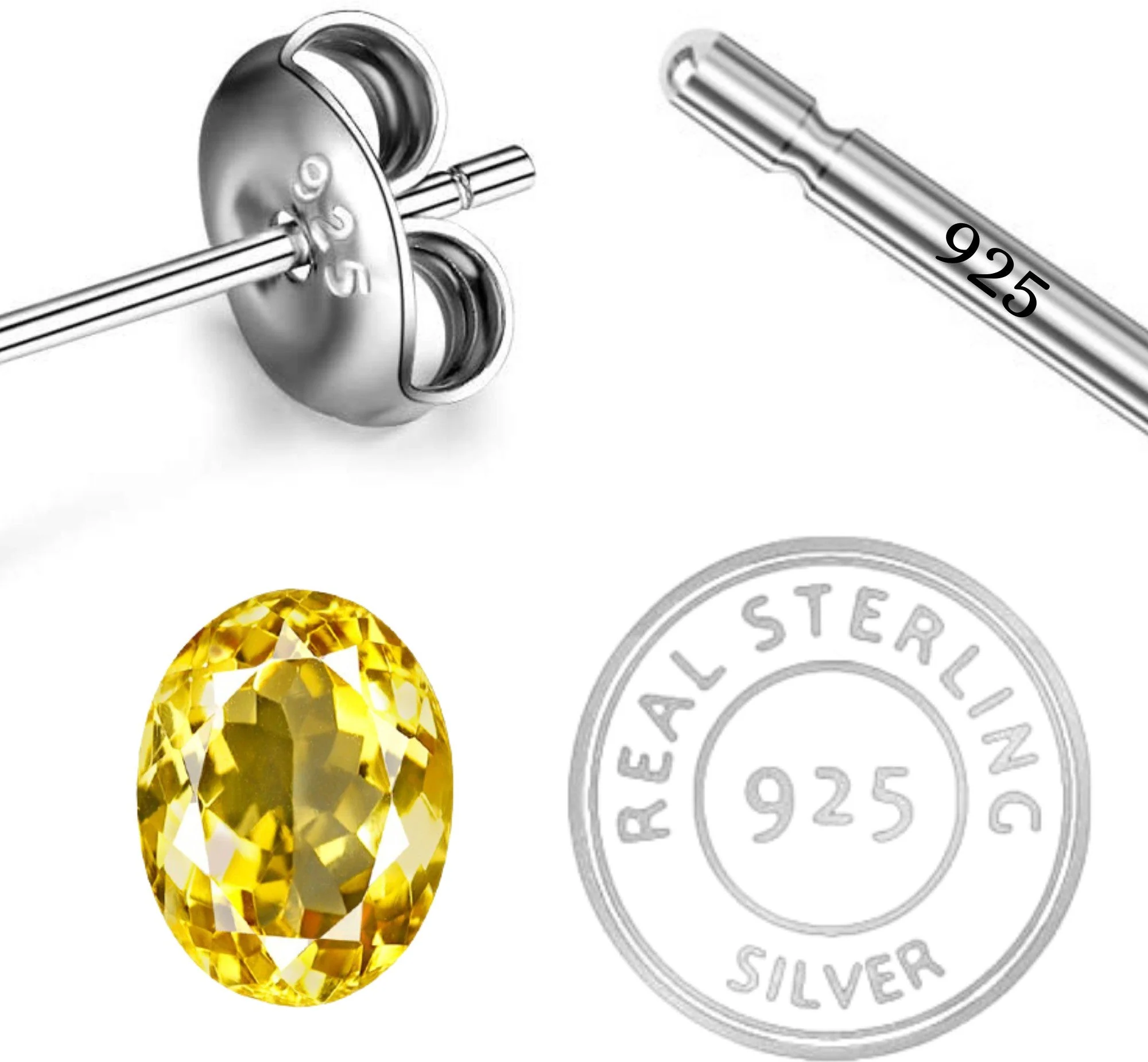 Sophisticated Natural Citrine Gemstone Oval Stud Earrings - Image 6