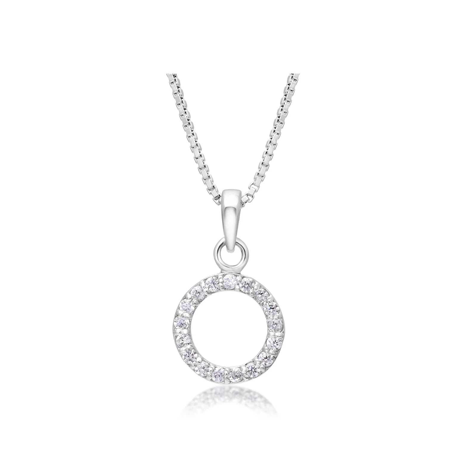 Radiant Zirconia Crystal Round Pendant & Chain